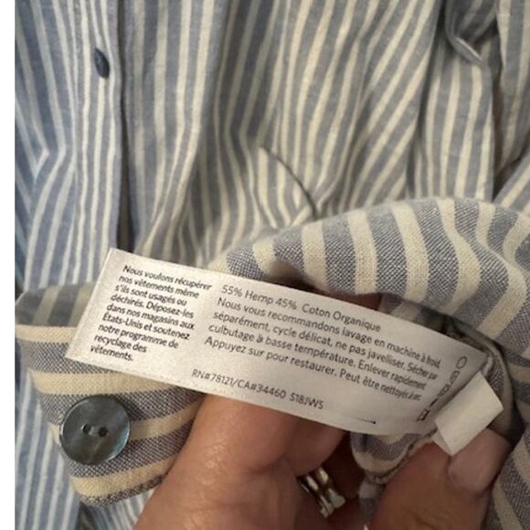 EILEEN FISHER Chambray Hemp Organic Cotton Stripe Shirtdress L - Picture 6 of 7